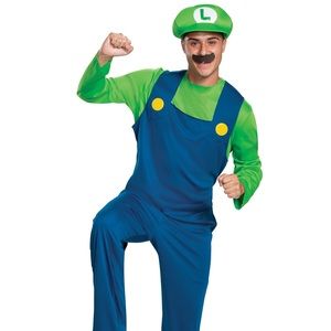Luigi men costume jumpsuit and hat (no mustache included)